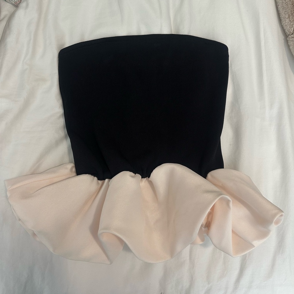 Vici peplum strapless top